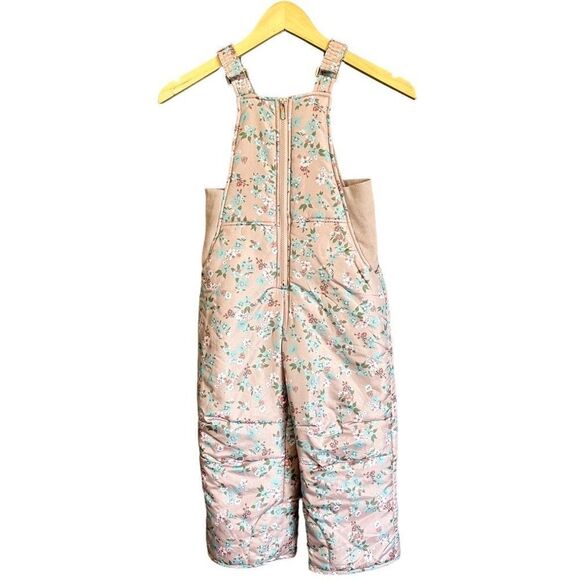 Tahari Girl Floral Pink Mauve Gold Detail Buckle Snow Pants - Picture 2 of 12